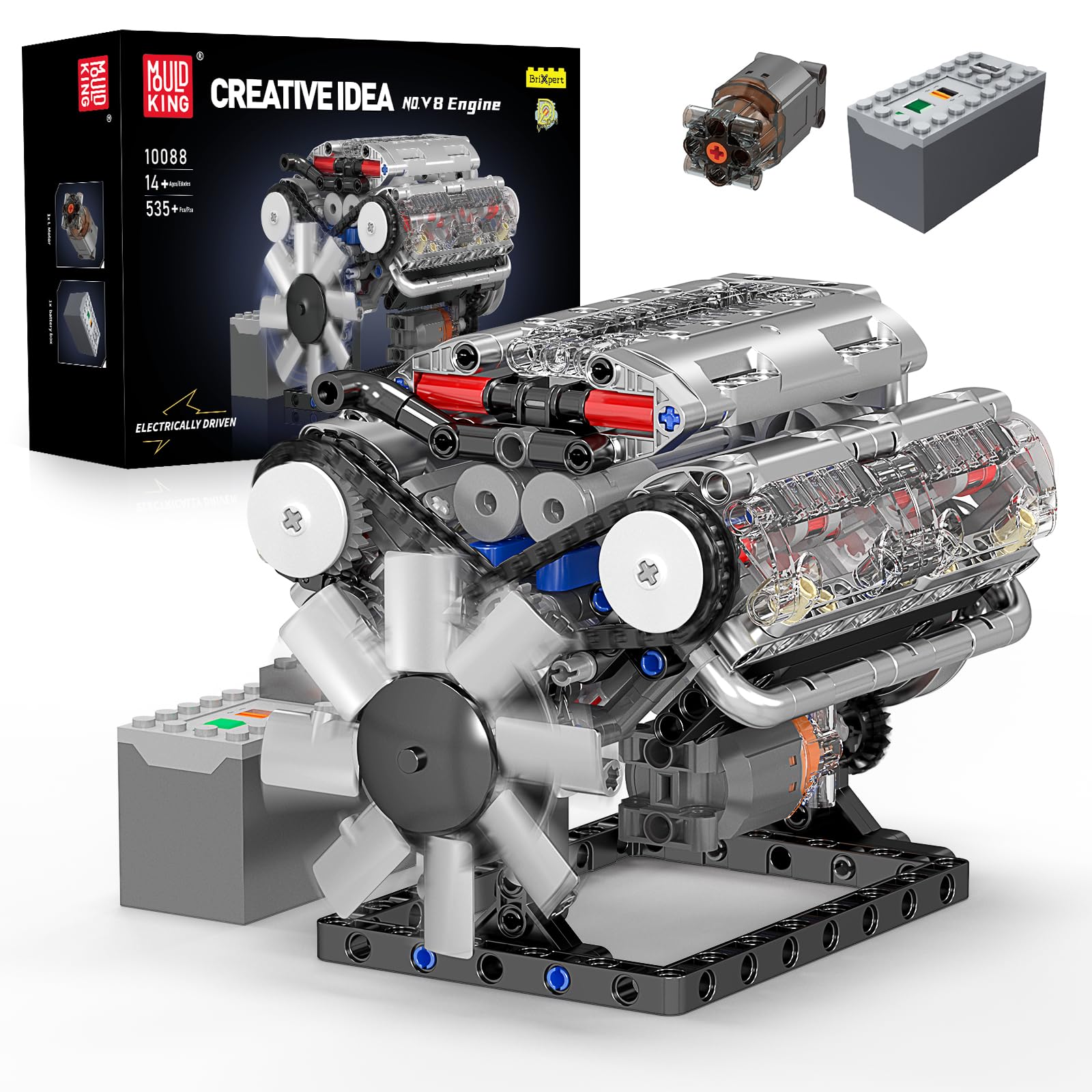 Model Kit Engine V8 - Mould King 10088 Kit Blok Bangunan