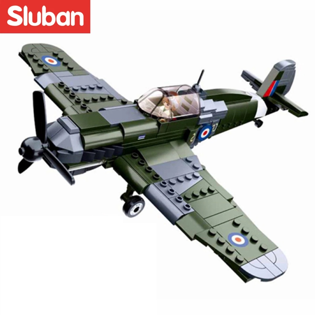 Model Kit Spitfire - 290 Buah 0712 WW2 Mainan Blok