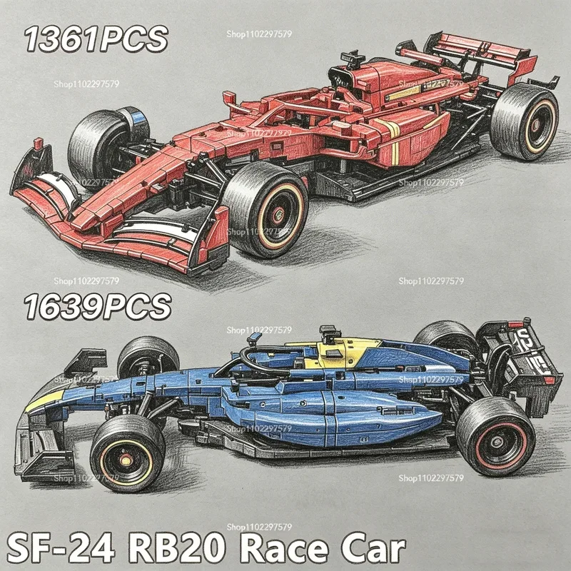 Model Kit Instructions - 1361/1639 PCS, Model Mobil Balap Skala