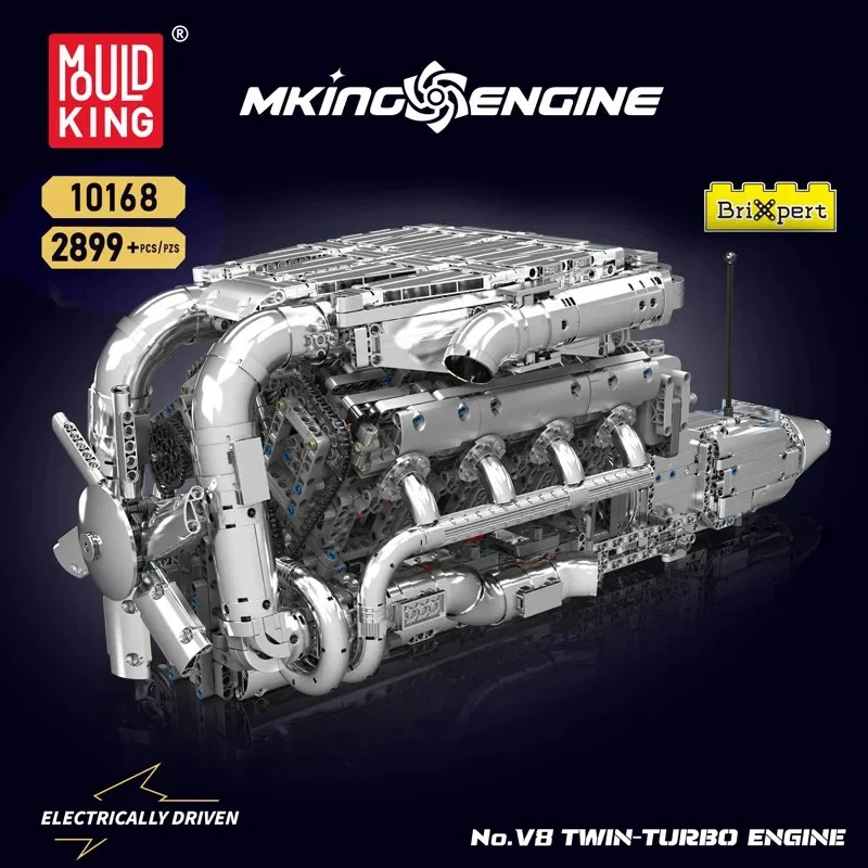 Mould King 10168 V8 Twin Turbo - Model Kit Engine V8 ulasan dan harga