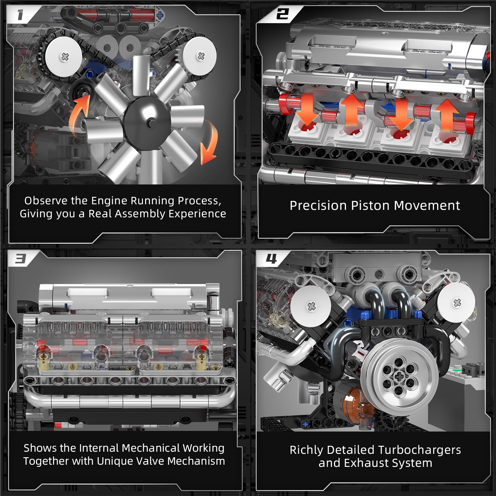 Mould King 10088 Kit Blok Bang - Model Kit Engine V8 ulasan dan harga