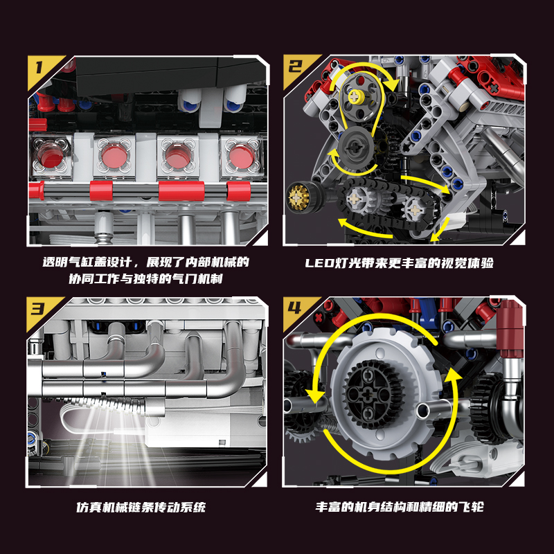 K96207 F40LM Model 700pcs Set  - Model Kit Engine V8 ulasan dan harga