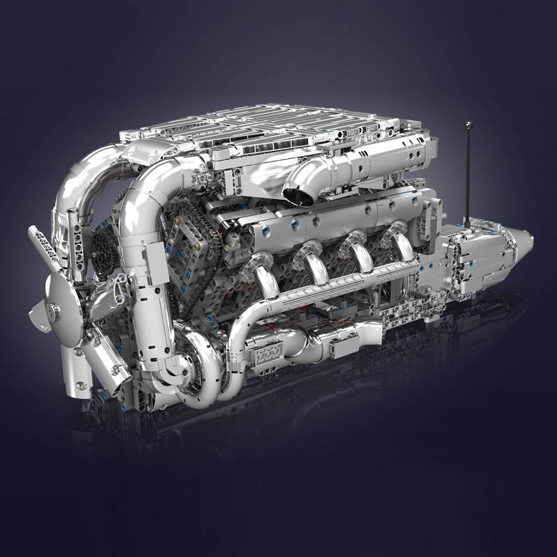 Mould King 10168 V8 Twin Turbo - Model Kit Engine V8 ulasan dan harga