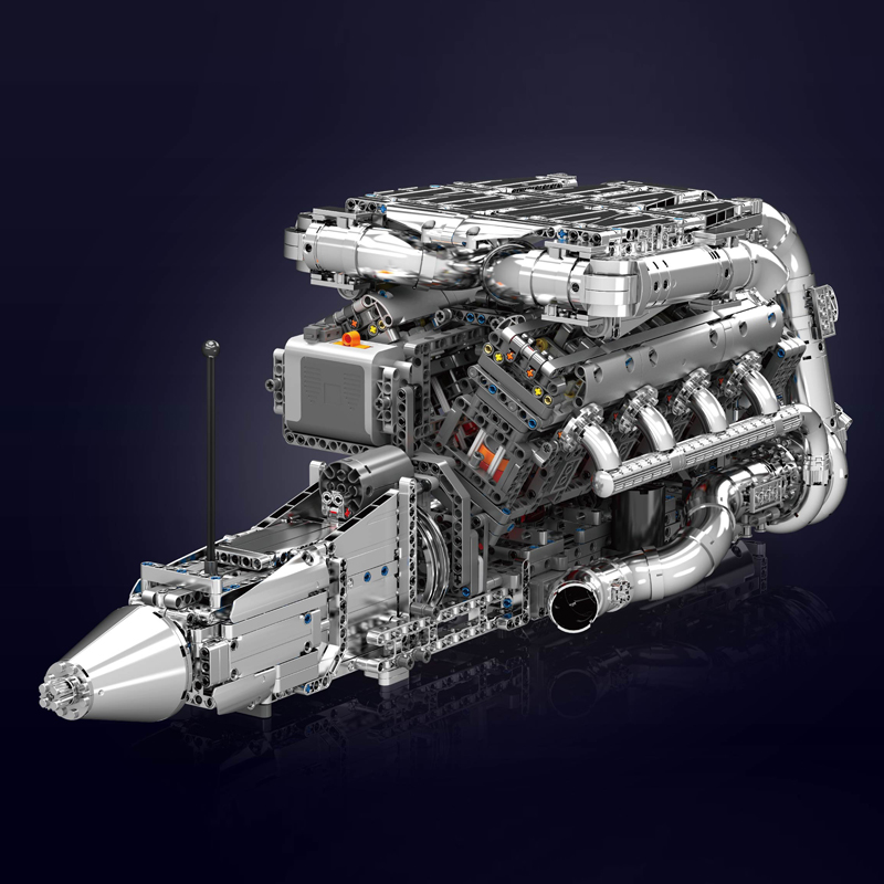 Mould King 10168 V8 Twin Turbo - Model Kit Engine V8 ulasan dan harga